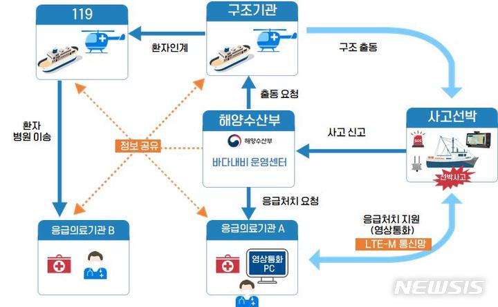 [서울=뉴시스] 해상 원격의료 지원 시범서비스(안).