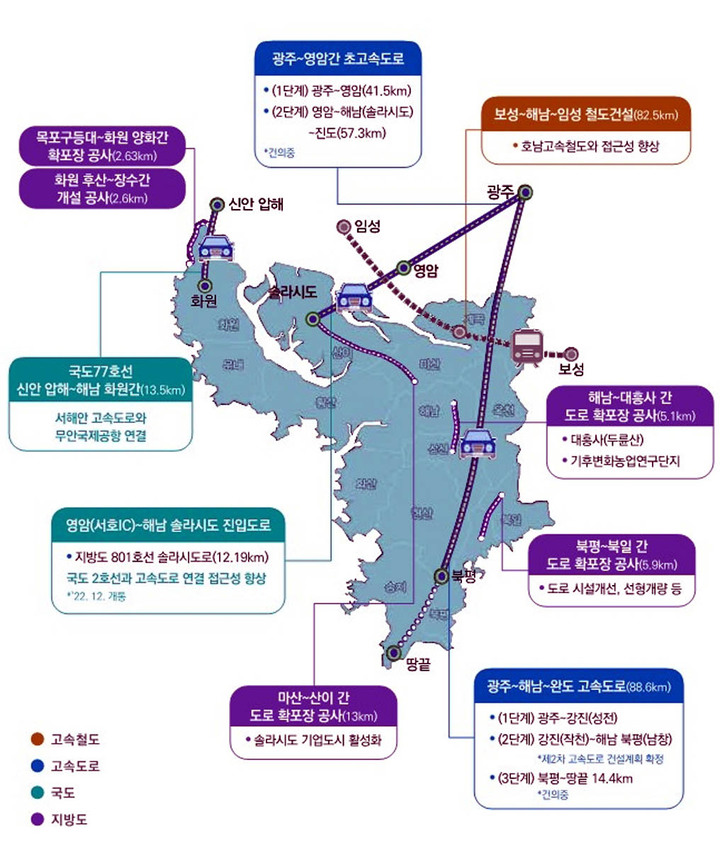 [해남=뉴시스] 해남군 도로망. *재판매 및 DB 금지