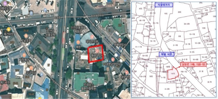 [대구=뉴시스] 대구읍성 영상관 조성부지 현황 및 위성사진. (사진=대구시 중구 제공) 2023.02.16. photo@newsis.com *재판매 및 DB 금지