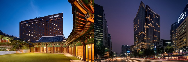 [서울=뉴시스] 서울신라호텔(왼쪽)과 포시즌스 호텔 서울(오른쪽)의 모습.(사진 출처: 호텔신라, 포시즌스 호텔 제공) 2023.02.16.