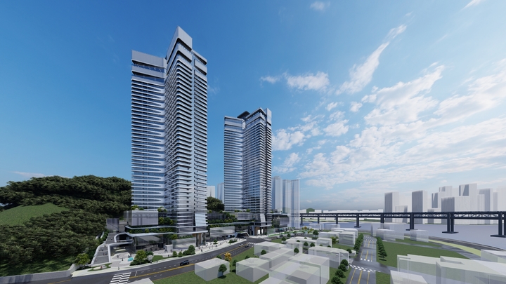 [부산=뉴시스] 티아이부산PFV가 옛 미월드 부지에 건립하겠다는 6성급 레지던스호텔 생활숙박시설 조감도(사진=티아이부산PFV 제공) *재판매 및 DB 금지