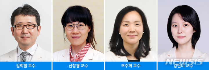 [서울=뉴시스]삼성서울병원 암병원 대장암센터 김희철∙신정경 대장항문외과 교수, 암교육센터 조주희 교수, 임상역학연구센터 강단비 교수. (사진= 삼성서울병원 제공) 2023.02.21. photo@newsis.com