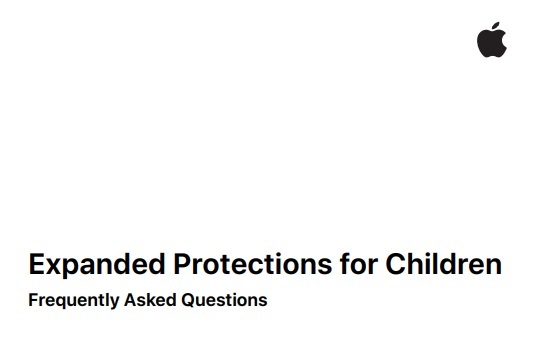 애플이 미국에서 '아동 보호 기능'을 도입하기에 앞서 공개했던 관련 FAQ. (사진=애플) *재판매 및 DB 금지