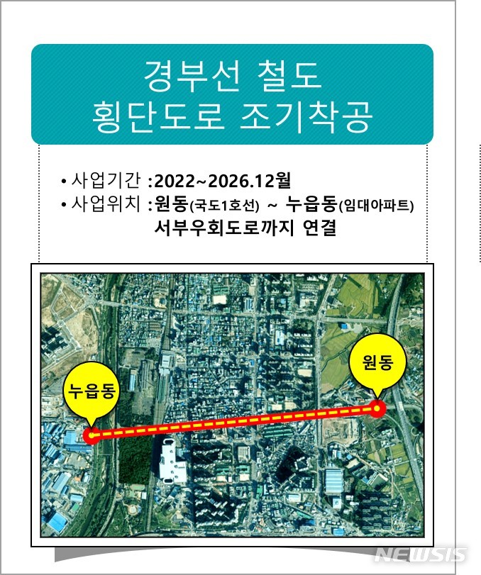 [오산=뉴시스] 경부선 철도 횡단 고가도로 설치구간 (사진 = 오산시 제공)