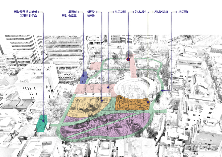 명학공원 유니버설디자인사업 조감도.