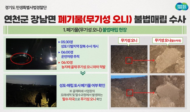 경기도 특사경, 폐기물 불법매립 적발. *재판매 및 DB 금지