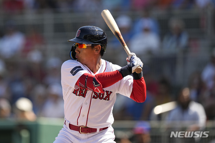 [포트마이어스=AP/뉴시스]보스턴 레드삭스 요시다 마스타카. 2023.02.27.