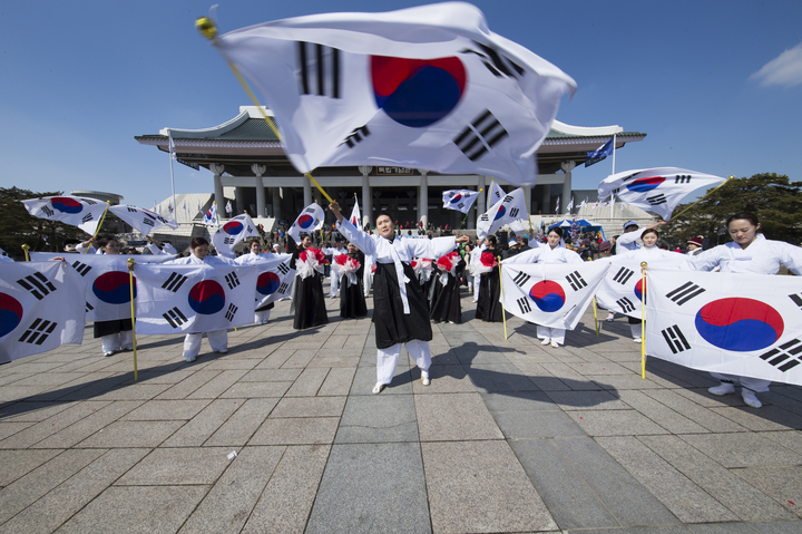 명예독립운동가와 함께하는 3·1만세운동 재현행사 (사진=천안 독립기념관 제공) 2023.02.28. photo@newsis.com  *재판매 및 DB 금지