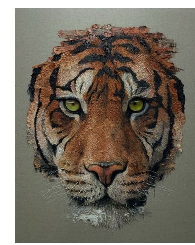 김남표, < Unmask - Tiger #1>, 2023. Oil on linen, 116.8×91cm. 김남표 후원출품 (전시가 KRW 15,000,000, 시작가 KRW 7,500,000)  *재판매 및 DB 금지