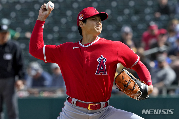 [메사=AP/뉴시스] 메이저리그(MLB) LA 에인절스의 오타니 쇼헤이. 2023.02.28