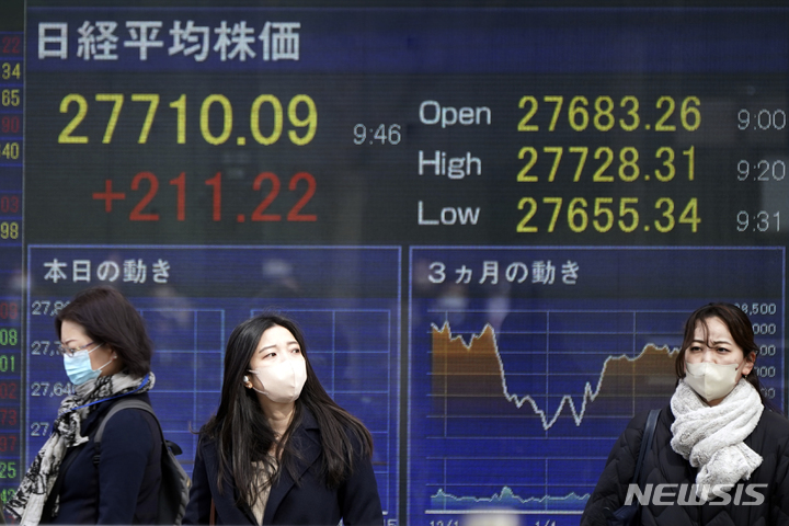 [도쿄=AP/뉴시스]일본증시 자료사진. 2023.03.27.