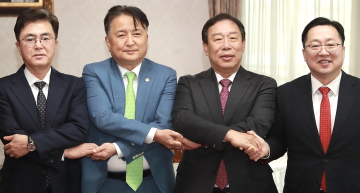 [사진=뉴시스DB] 충청권 4개 시도지사. 왼쪽부터 김태흠 충남지사, 김영환 충북지사, 최민호 세종시장, 이장우 대전시장. *재판매 및 DB 금지