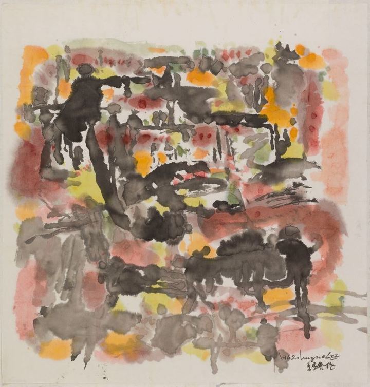 이응노, 구성(Composition), 1962, 종이에 수묵담채, 66.2×64.6cm, 세르누시 미술관 소장  *재판매 및 DB 금지