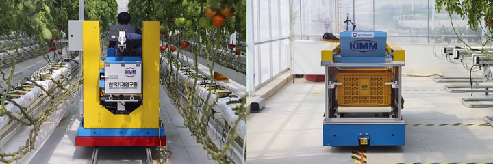 [대전=뉴시스] 시설원예 작물 수확로봇(왼쪽)과 운반로봇 *재판매 및 DB 금지