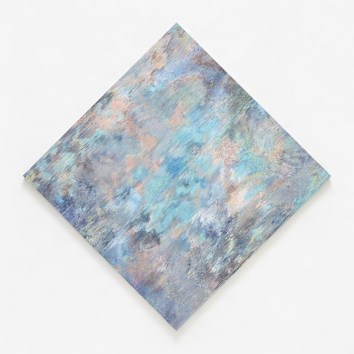 김원진, Dancing in the Thin Air, 2023, 종이 위에 안료, 꼴라쥬, 112.1 x 112.1cm *재판매 및 DB 금지