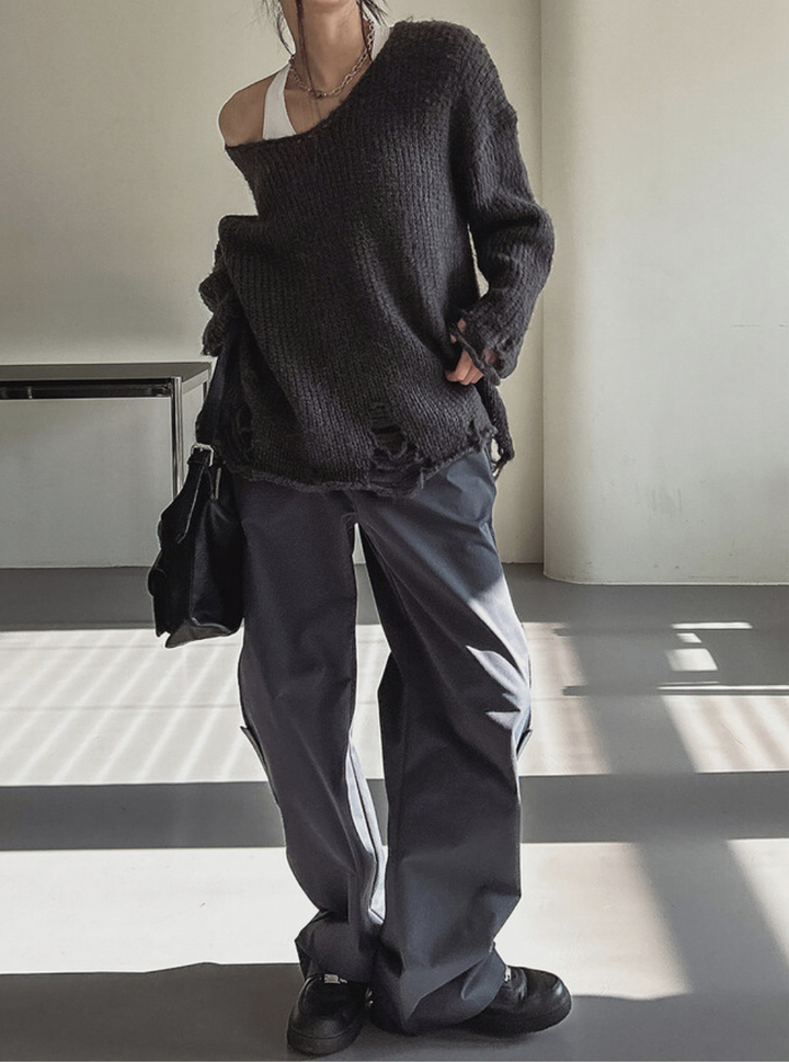 유랜 그런지 데미지 오버 니트(사진=지그재그 제공) *재판매 및 DB 금지