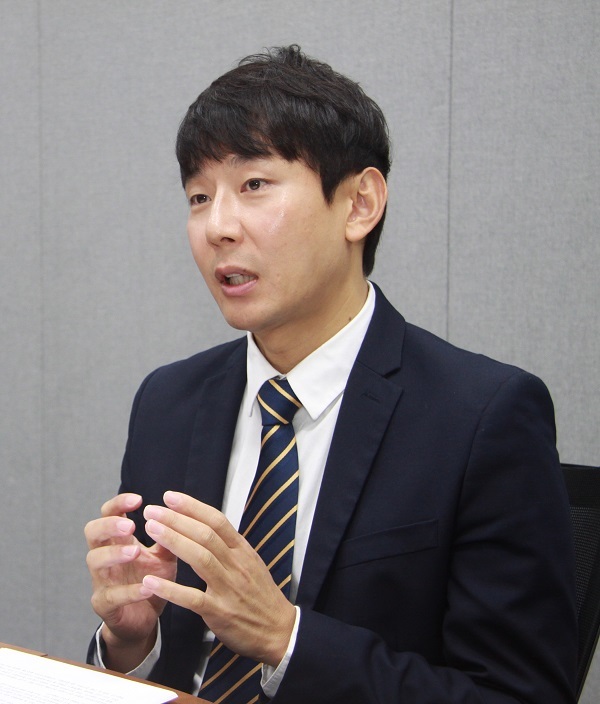 [서울=뉴시스] 이수민 삼진제약 연구센터장이 지난 10일 마곡연구센터에서 기자들과 만나 인터뷰를 하고 있다. *재판매 및 DB 금지