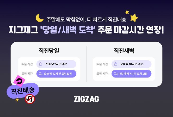  지그재그, ‘직진배송’ 주문 마감시간 4시간 연장