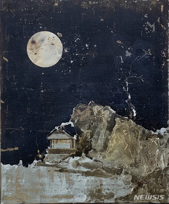 [창원=뉴시스] 이혁 작가의 '관월도', 2022, 캔버스에 혼합재료, 70x60㎝. (사진=경남도립미술관 제공)2023.03.15. photo@newsis.com