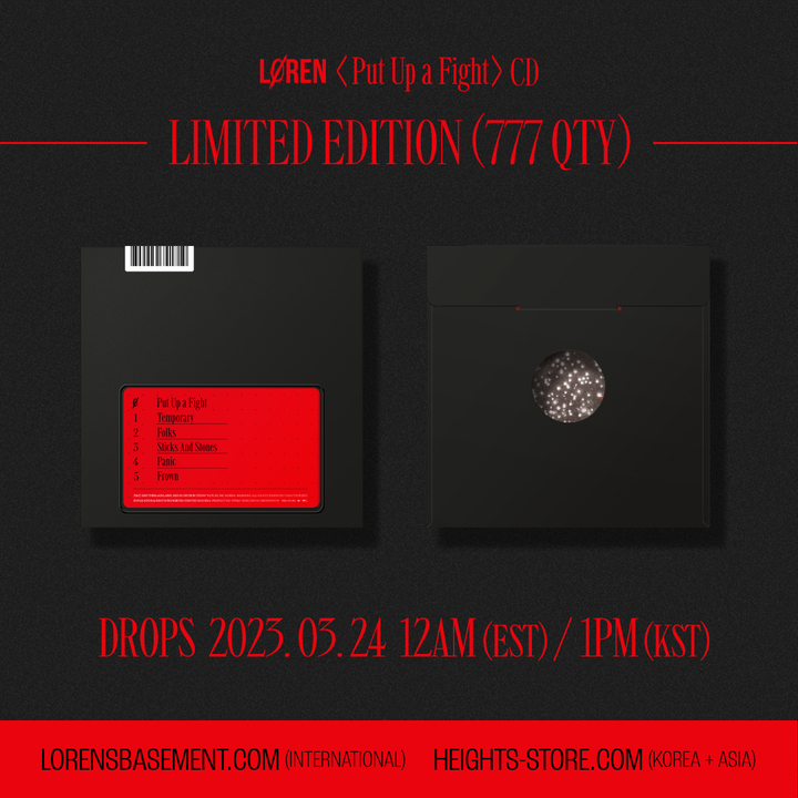 [서울=뉴시스] 아티스트 로렌 '풋 업 어 파이트(Put Up a Fight)' 피지컬 앨범. 23.03.15. (사진=더블랙레이블 제공) photo@newsis. *재판매 및 DB 금지