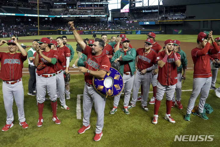 [피닉스=AP/뉴시스] 멕시코 야구 대표팀. 2023.03.15