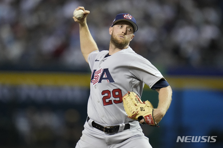 [피닉스=AP/뉴시스]미국 야구대표팀 메릴 켈리. 2023.03.16.