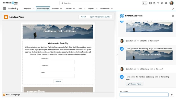 [서울=뉴시스] 아인슈타인GPT for Marketing 시연 화면. (사진=세일즈포스 제공) 2023.03.17. photo@newsis.com&nbsp; *재판매 및 DB 금지
