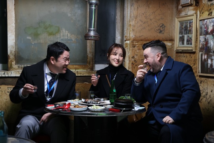 왼쪽부터 김구라, 한혜진, 샘해밍턴