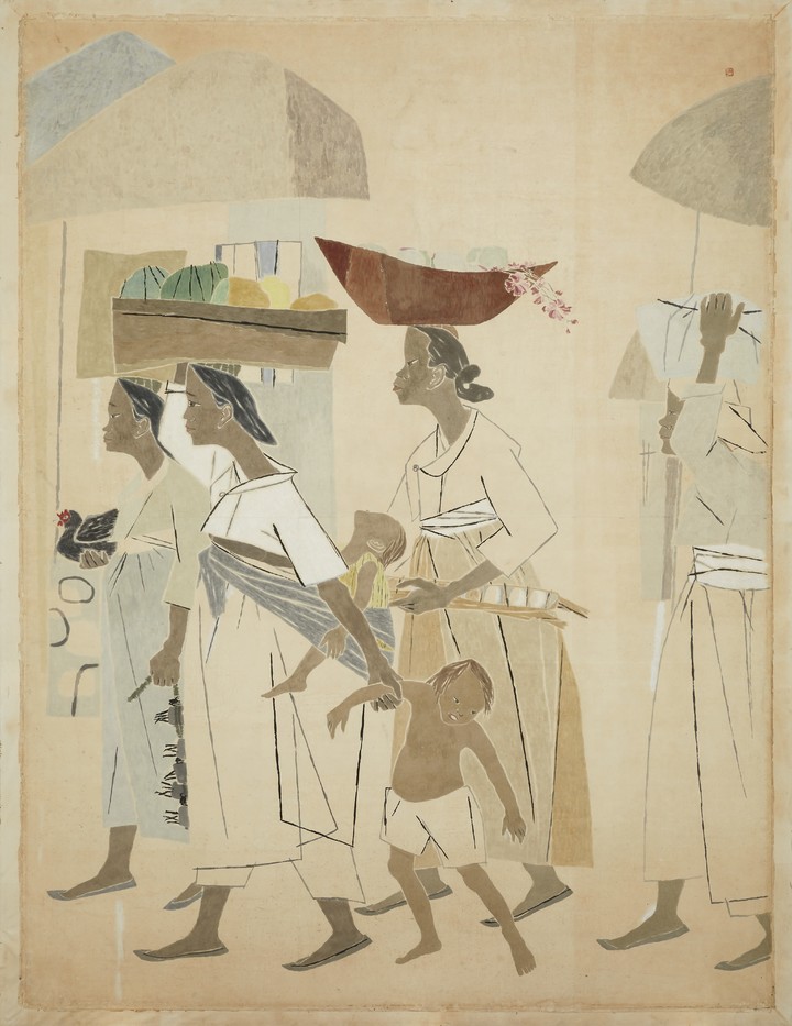 박래현, 이른 아침, 1956, 한지에 수간채색, 253x194cm *재판매 및 DB 금지