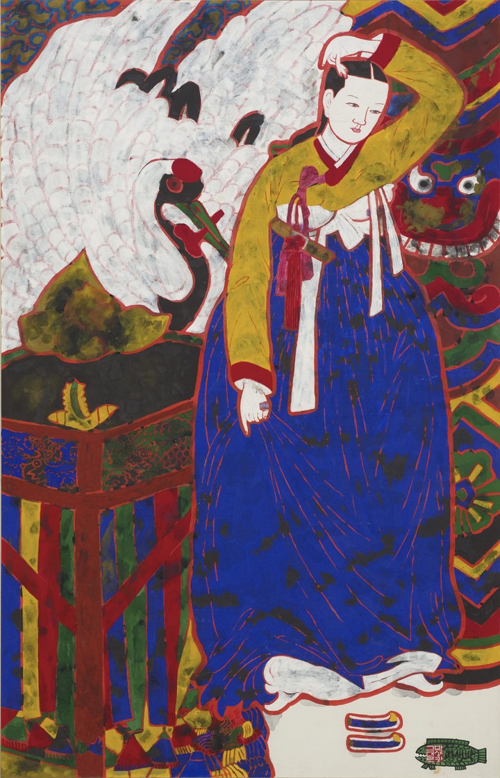 박생광, 꽃가마, 1979, 한지에 채색, 170.4x90.4cm *재판매 및 DB 금지