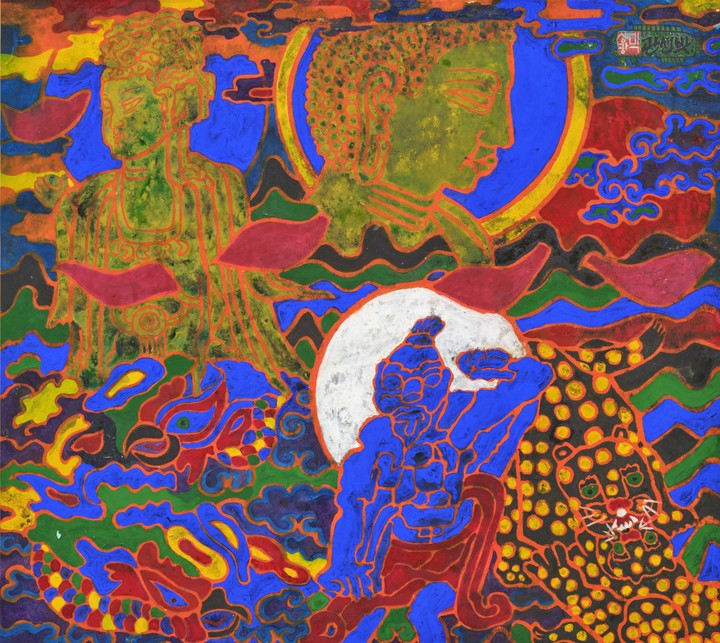 박생광, 토함산 해돋이, 1980년대, 한지에 채색, 69x77cm *재판매 및 DB 금지