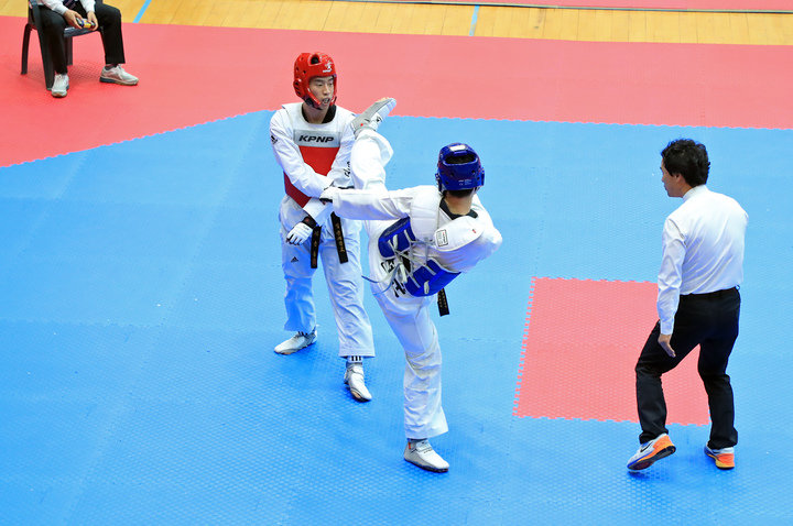 [산청=뉴시스] 산청서 열린 경남도민체전 태권도 경기. *재판매 및 DB 금지