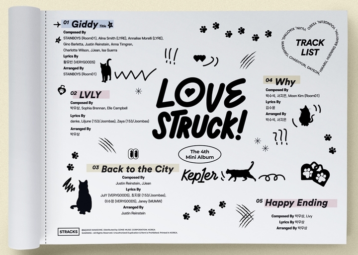 [서울=뉴시스] 그룹 케플러(Kep1er) 미니앨범 '러브스트럭!(LOVESTRUCK!)' 트랙리스트 이미지. 23.03.23. (사진=웨이크원·스윙엔터테인먼트 제공) photo@newsis.com *재판매 및 DB 금지