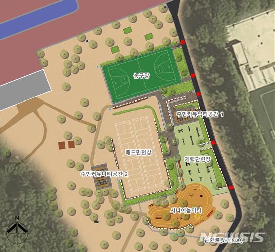 [서울=뉴시스]서울시설공단을 다음 달 시니어파크를 착공해 7월초 조성을 완료한다고 24일 밝혔다. 시니어파크는 기존 대공원 후문 내 위치한 운동공간을 노년층을 위한 공간으로 재조성하는 것이다. 총 2500㎡ 면적에 '시니어놀이터', '헬스파크', '커뮤니티 시설' 등으로 구성된다. (사진=서울시 제공). 2023.03.24. photo@newsis.com