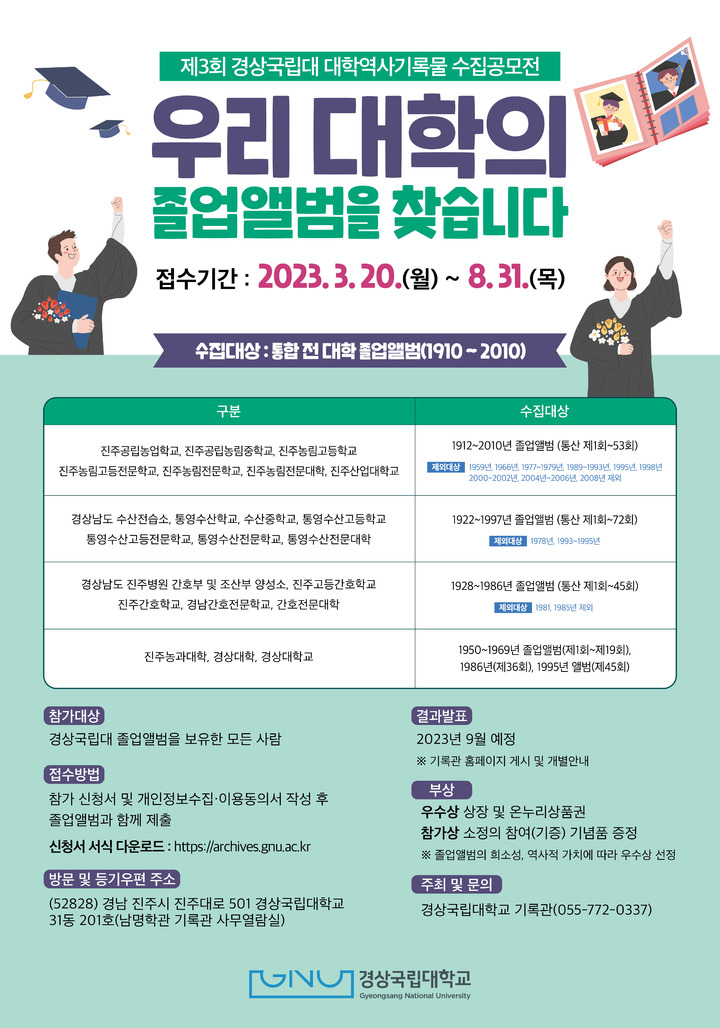 경상국립대 ‘제3회 대학역사 기록물 수집 공모전’