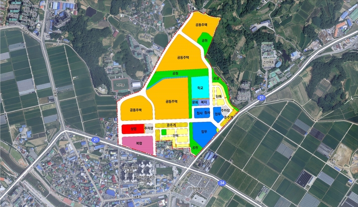 [진천=뉴시스] 진천 성석지구 토지이용계획 항공사진. (사진=진천군 제공) photo@newsis.com *재판매 및 DB 금지