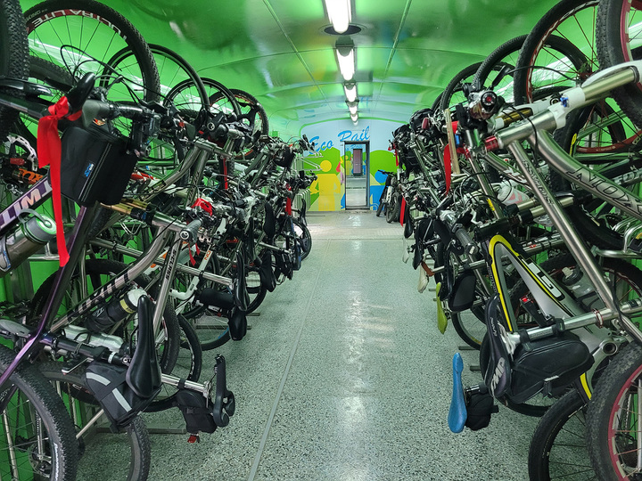 [대전=뉴시스] 에코레일열차 내 자전거 거치객차 모습. *재판매 및 DB 금지