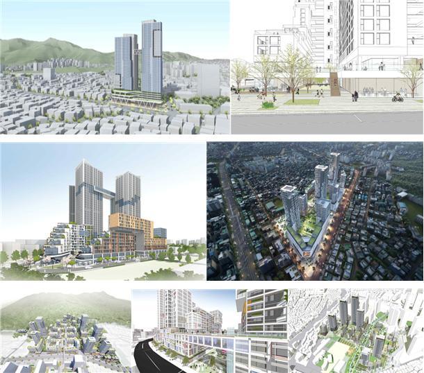 왼쪽부터 차례대로 연신내역·방학역·쌍문역동서측·증산4지구 1·2블럭·신길2지구 공모당선작(사진 제공=국토부) *재판매 및 DB 금지