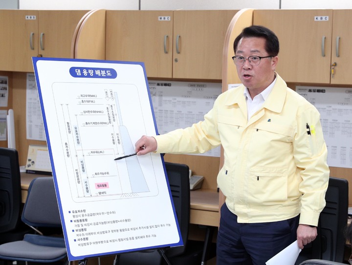 [무안=뉴시스] 이창우 기자=문금주 전남도 행정부지사가 27일 오전 도청 기자실에서 전라남도 가뭄대책 추진 현황에 대해 설명을 하고 있다. 문 부지사는 무강우까지 대비한 선제적 대응으로 도민들의 불안감을 해소하겠다고 밝혔다. (사진=전남도 제공) 2023.03.27. photo@newsis.com *재판매 및 DB 금지