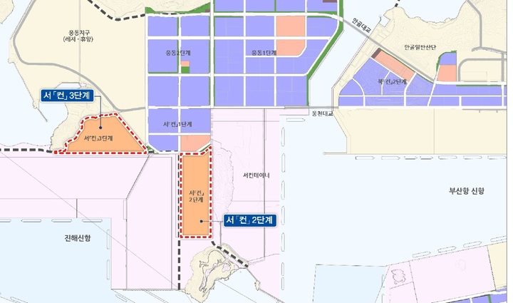 [부산=뉴시스] 서컨 항만배후단지 위치도 (그림=부산해수청 제공) *재판매 및 DB 금지