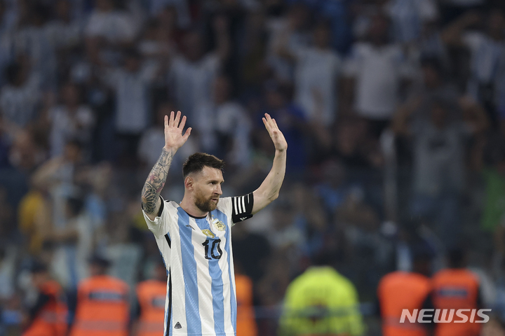 [산티아고델에스테로(아르헨티나)=AP/뉴시스]아르헨티나의 리오넬 메시&nbsp;&nbsp; 