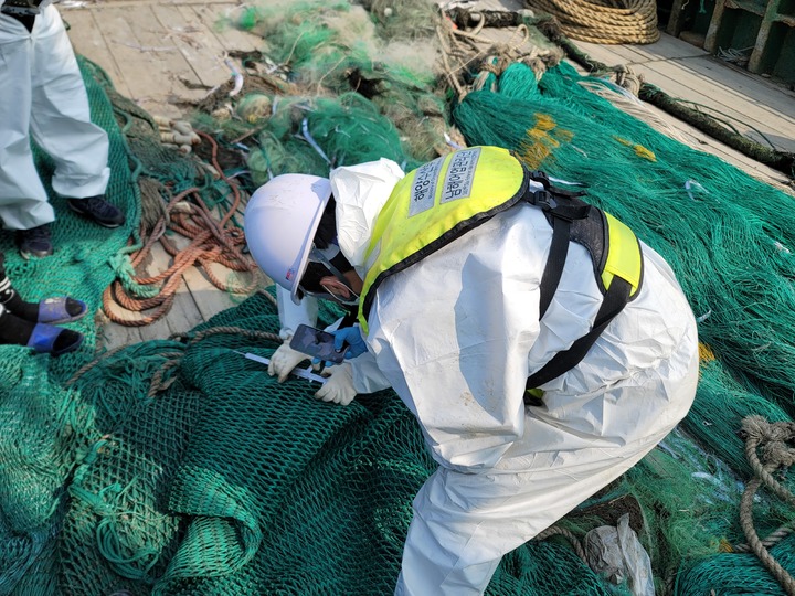 그물코 계측 모습. (사진=해양수산부 제공)&nbsp; *재판매 및 DB 금지