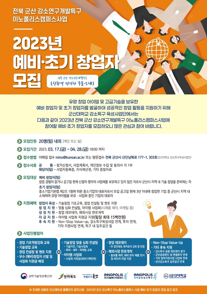 군산대, 이노폴리스캠퍼스 예비·초기 창업자 모집