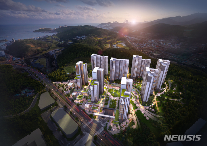 [서울=뉴시스] 부산기장 A1블록 공공지원 민간임대주택 조감도. (이미지=금호건설 제공)