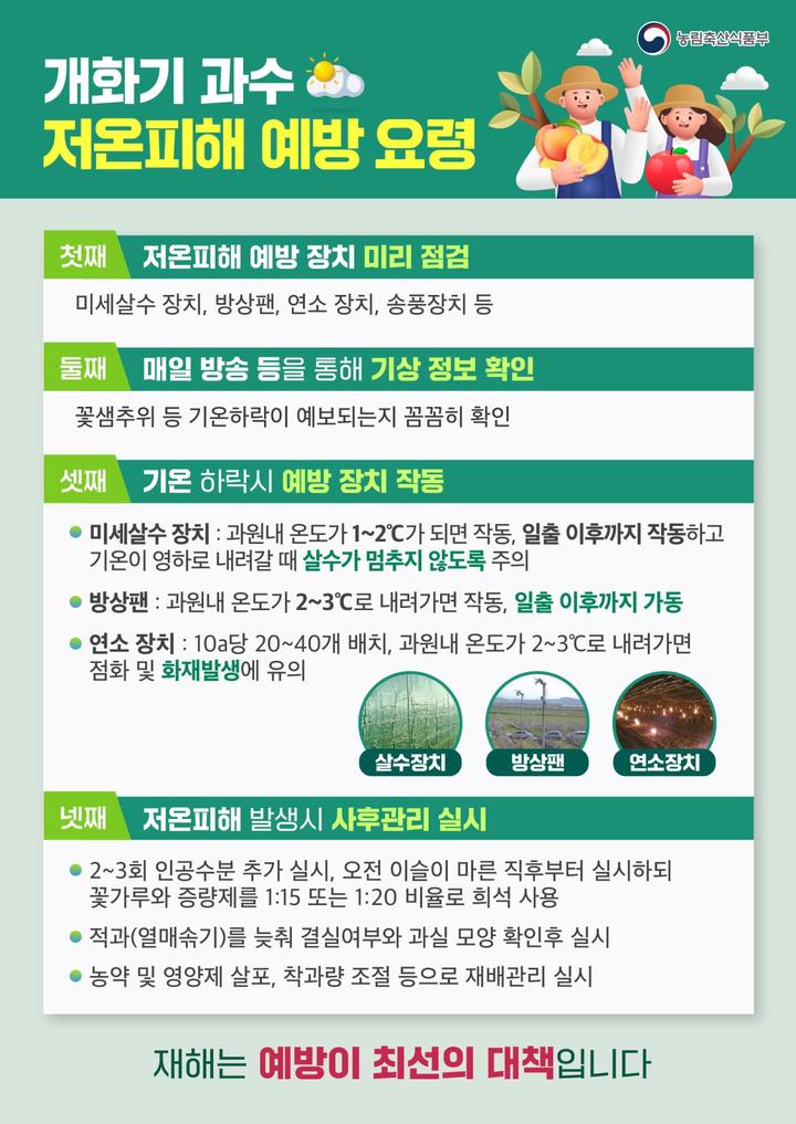"사과·배 등 만개 열흘 빨라"…정부, 저온 피해 예방 집중 추진