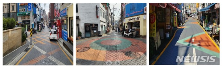 [세종=뉴시스] 노면 디자인 표시 방식의 보행자우선도로 조성 사례. (자료= 행정안전부 제공) 