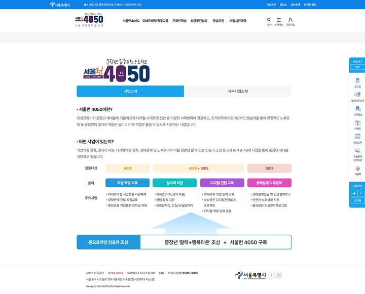 [서울=뉴시스]서울런4050 사업소개 페이지.