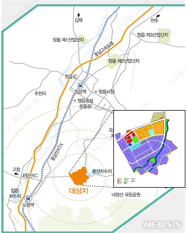 [정읍=뉴시스]윤난슬 기자 = 공급대상토지 위치도.(사진=LH 전북지사 제공) 