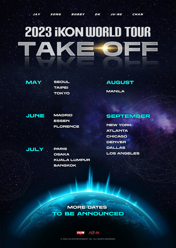 [서울=뉴시스] 그룹 아이콘(iKON) '2023 아이콘 월드투어 테이크 오프(2023 iKON WORLD TOUR TAKE OFF) 포스터. 23.03.31. (사진=143엔터테인먼트 제공) photo@newsis.com *재판매 및 DB 금지