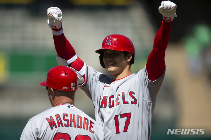 [오클랜드=AP/뉴시스] 메이저리그(MLB) LA 에인절스의 오타니 쇼헤이. 2023.04.01